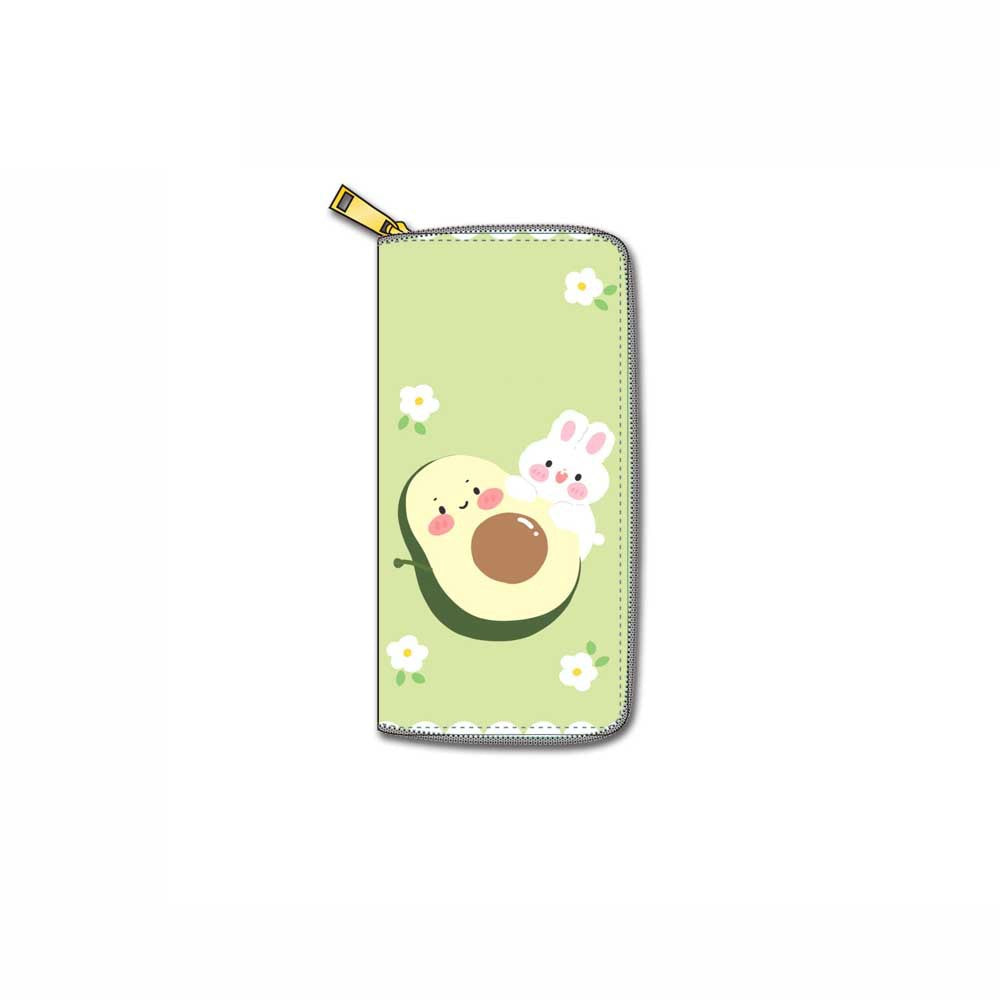 Cartera larga con cremallera de PU de aguacate de dibujos animados al por mayor